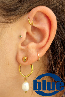 Forward Helix mit Ring, Tragus und Lobe